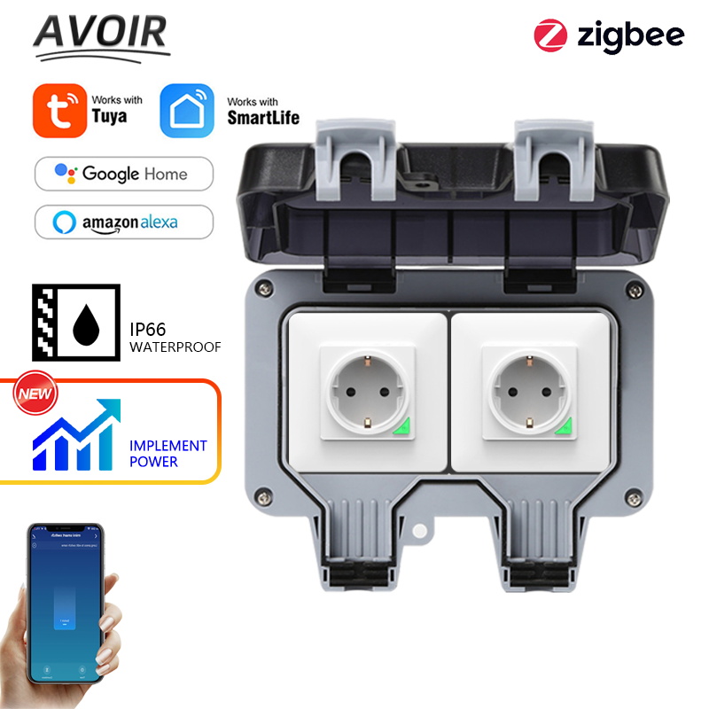 Outdoor Power Outlet - Avoir Tuya Zigbee المقابس الكهربائية IP66
