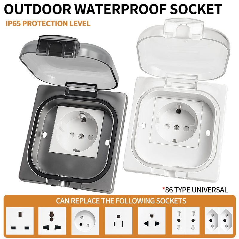 Outdoor Power Outlet - مقبس خارجي مقاوم للماء IP65، لوحة