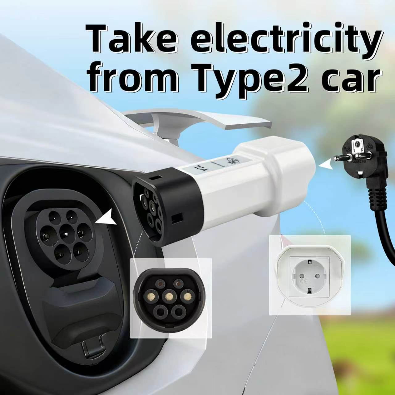 EVqiaoyi قابس تفريغ V2L نوع 2  - مراجعة Outdoor Power Plug In وسعره