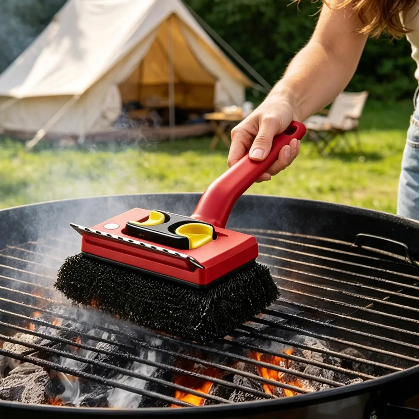 فرشاة شواء كهربائية بمقبض طويل - مراجعة Outdoor Power Brush وسعره